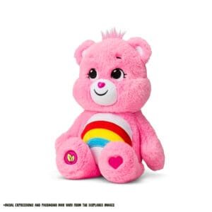 Care Bears Cheer Eco-Friendly Plush displayed on a white background, featuring its cheerful design and environmentally friendly materials.