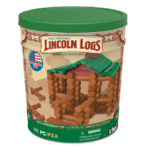Lincoln Logs 100th Anniversary in tin against white background.