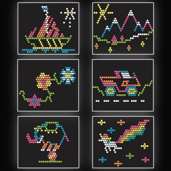 Lite Brite grids on display.