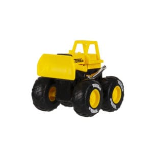 Tonka Monster Metal Mover Front Loader angle view against white background.