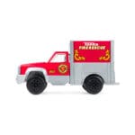 Tonka Fire Rescue Truck against white background.