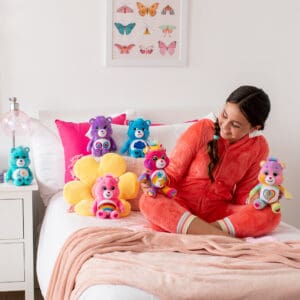 girl on bed with wave 2 beanie bears