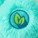 Close up of light blue Wish Bear's blue patch on foot.