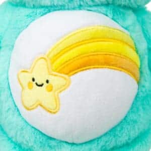 Close up of light blue Wish Bear's stomach with a yellow shooting star stomach patch.