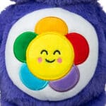 Close up of violet Harmony Bear's stomach with colorful sun patch.