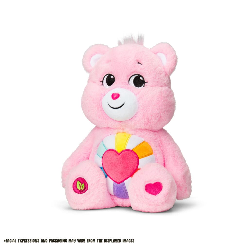 Pink Hopeful Heart Bear on white background.