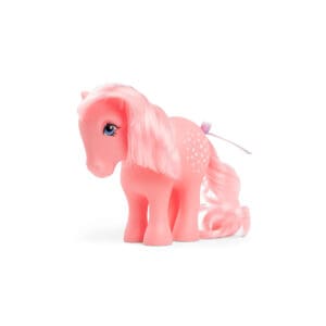 Pink My Little Pony with pink hair and speckled cutie mark against white background.