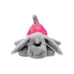 Classic Pound Puppies Plush Lovey laying down against white background.