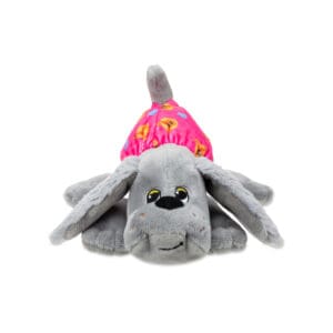 Classic Pound Puppies Plush Lovey laying down against white background.