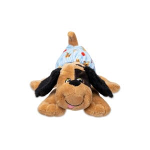 Classic Pound Puppies Plush Angel laying down against white background.