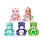 Five Micro Care Bears on white background.