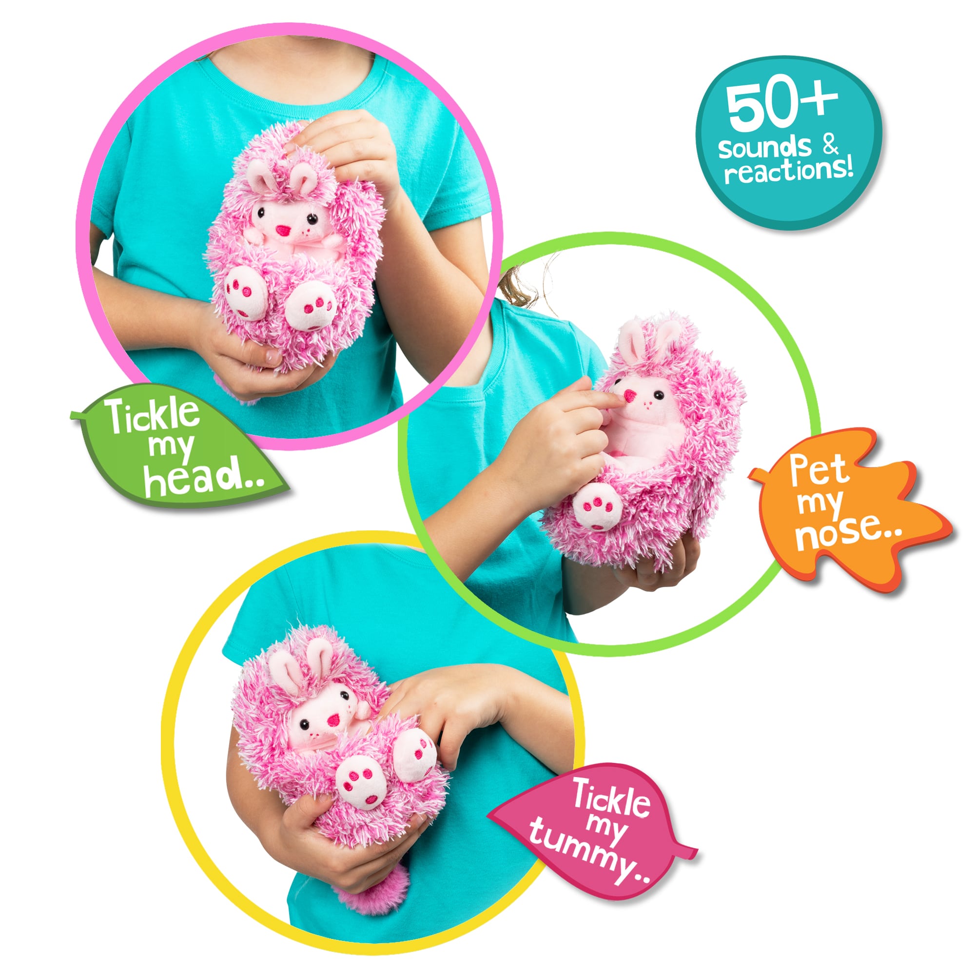 Curlimals sound guide, young girl holding and playing with a Curlimal.