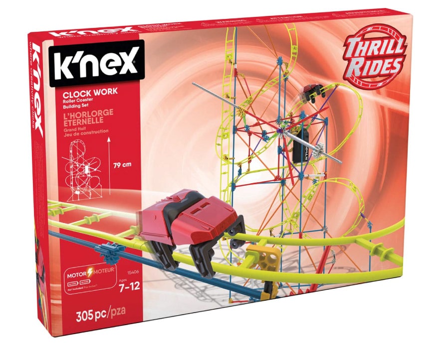 K'nex Clock Work Roller Coaster Building Set in packaging against white background.