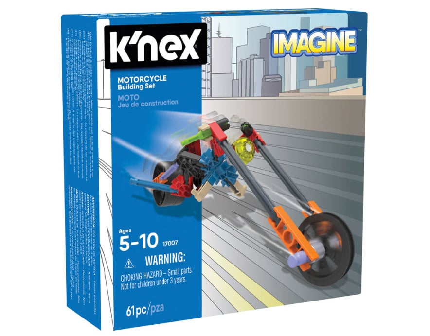 K'nex Motorcycle Building Set in packaging against white background.