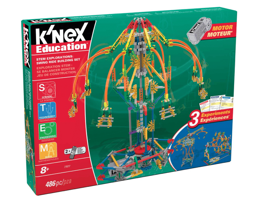 K'nex Education Stem Explorations Swing Ride Building Set in packaging against white background.