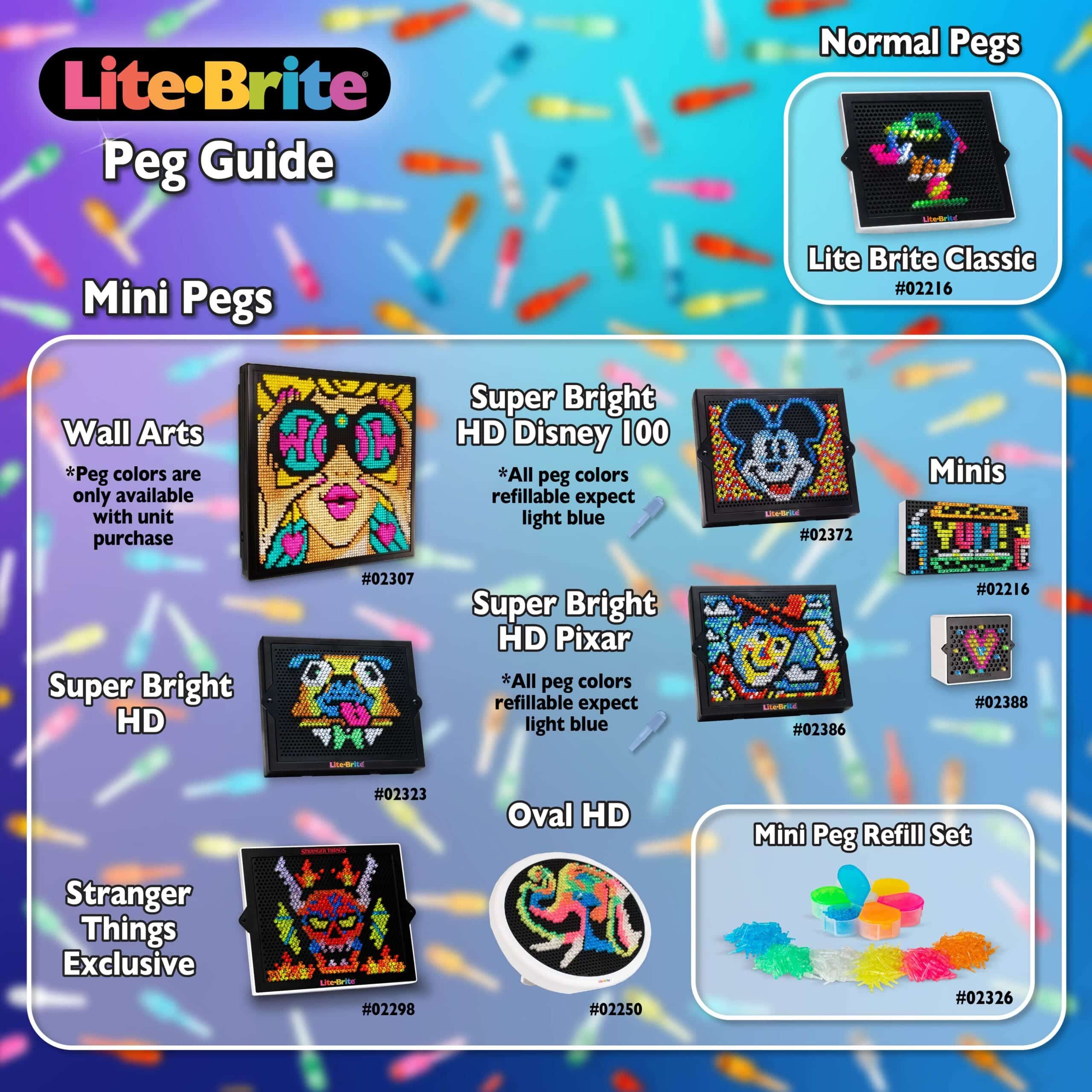 Lite Brite Refill Pack 100 pegs & 8 new designs - 885561022247