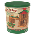 Lincoln Logs Classic Lodge in tin against white background.