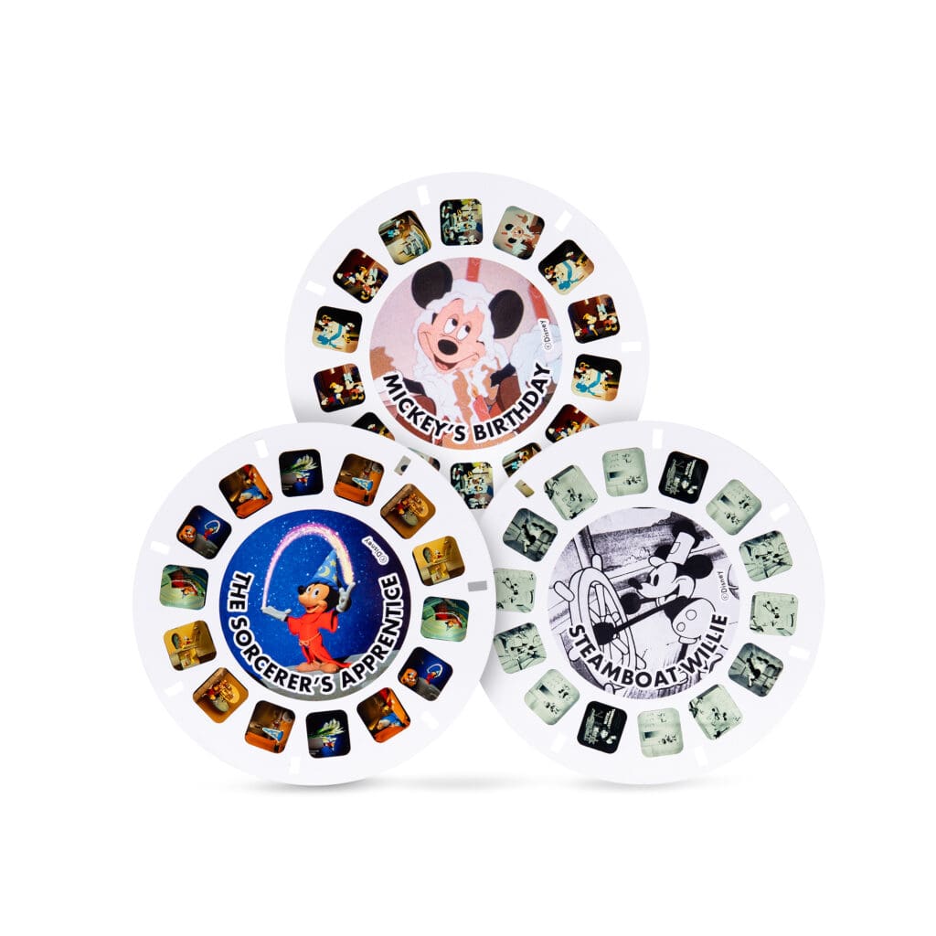 View Master Mikey Mouse Deluxe Edition disks against white background.