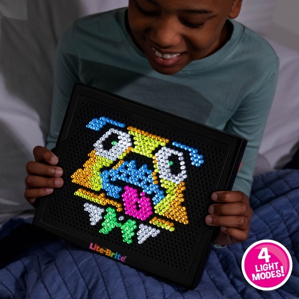 kid with Lite Brite Super Bright