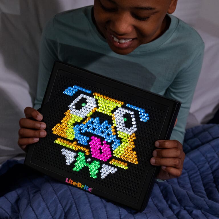 kid with Lite Brite Super Bright