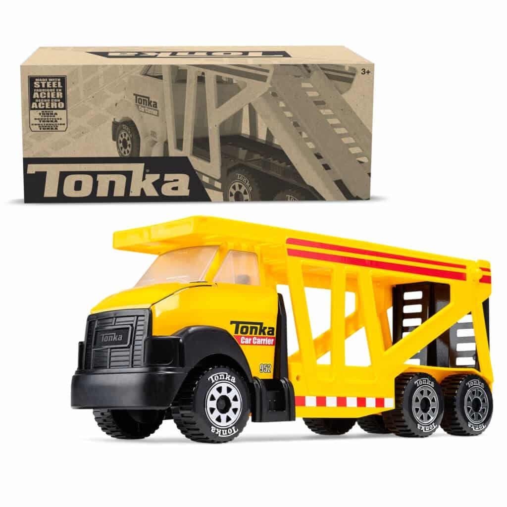 Tonka Car Carrier against white background.