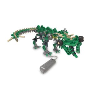 Green K'nex K'nexosaurus Rex Motorized Building Toy against white background.