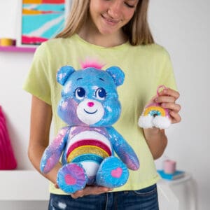 girl with - Care Bears Sequin Bear - cheer