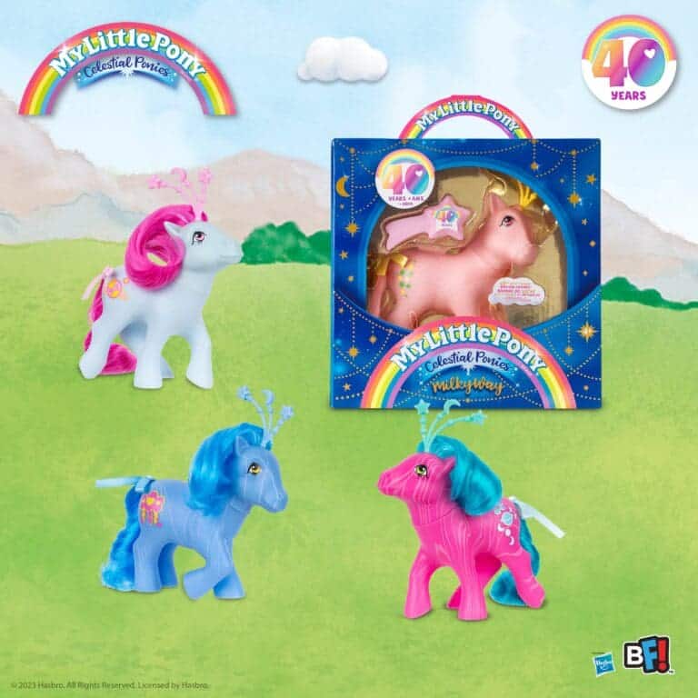 MLP Celestials in packaging and not in packaging with four different colors.