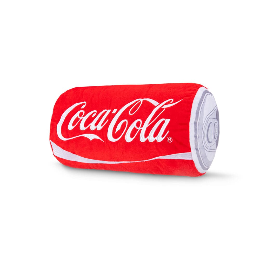 Coca-Cola Novelty Plush can solo shot against white background.