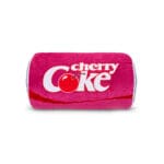 Coca-Cola Cherry Coke Plush Can against white background.
