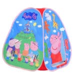Playhut Peppa Pig Hideaway with designs of Pepa and the family on white background.