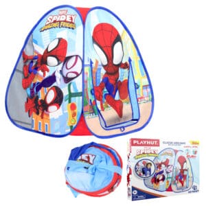 Playhut Spidy Friends Hideout with packaging and wrapped up displayed on white background.