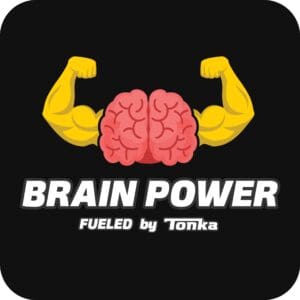 Brain Power fuled by Tonka- image of brain with biceps flexing.