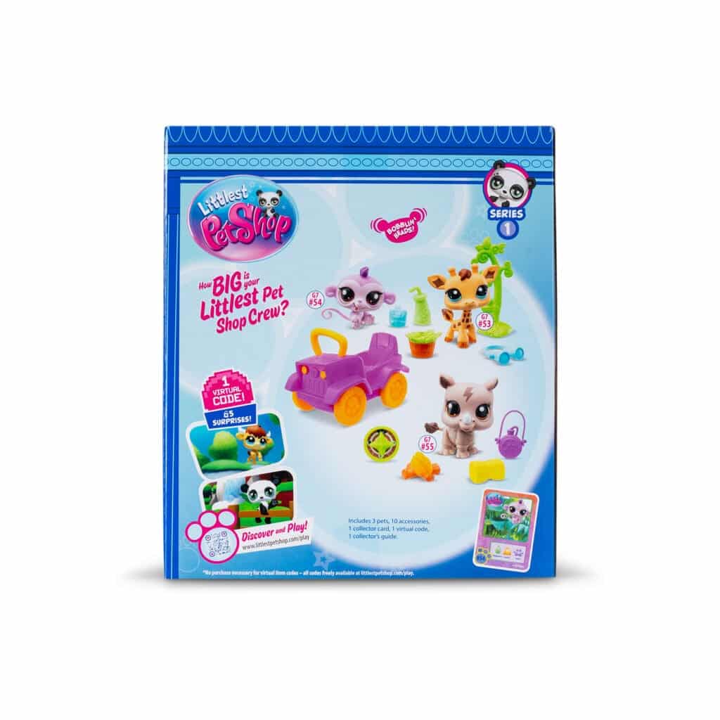 Back of LPS Safari Play Pack on display in packaging with white background.