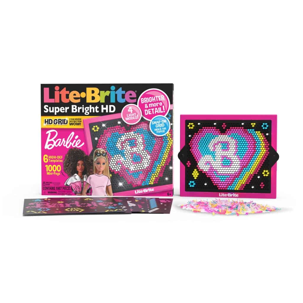 Lite Brite Super Brite HD Barbbie Edition in packaging on white background.