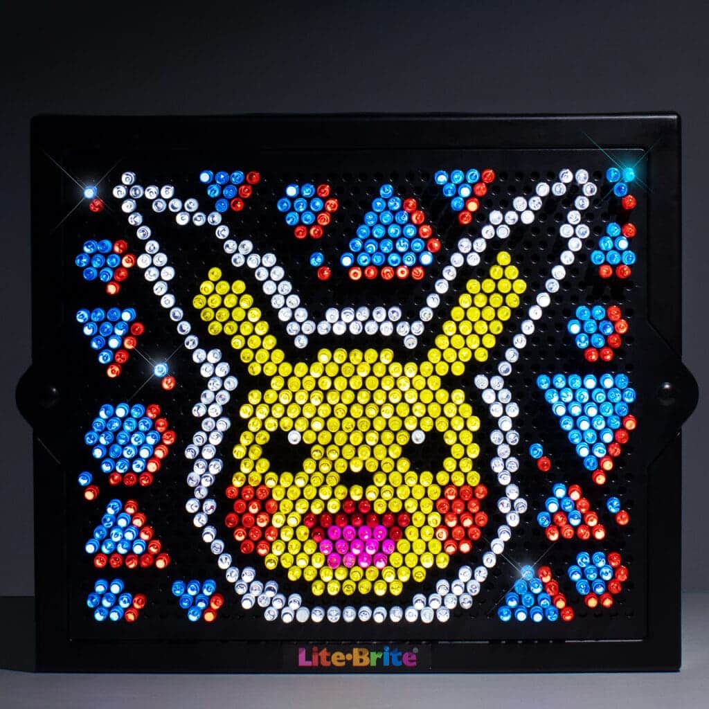 Lite Brite Super Bright HD Pokémon Edition lit up.