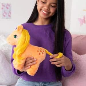 MLP Applejack Unicorn and Pegasus being played with by young girl.