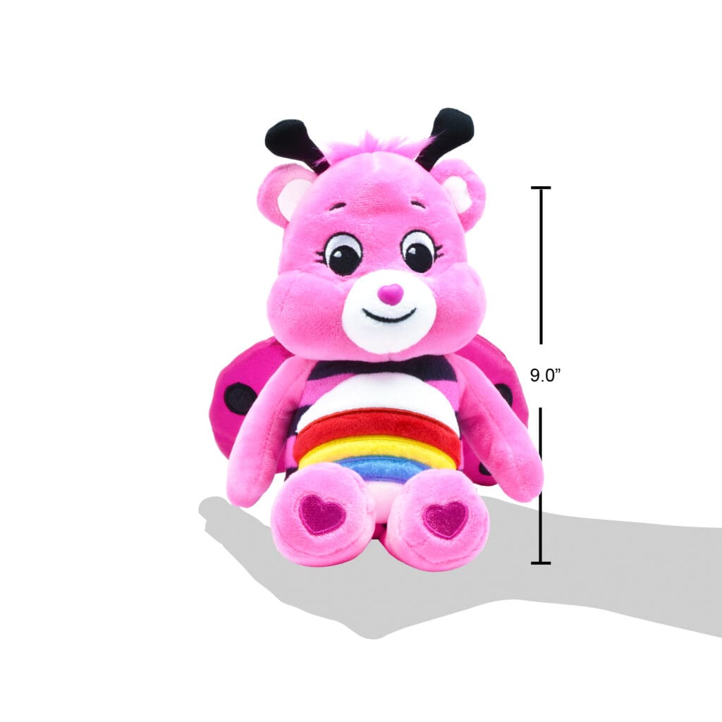 Care Bears Cheer Bear plush displayed on a white background, highlighting its height of 9".