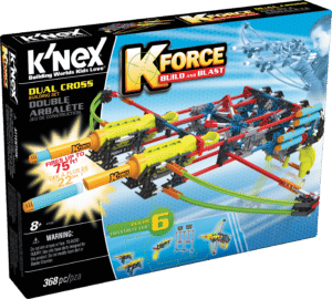 K-FORCE Dual Cross Package, a building set for constructing a dual-crossbow model, featuring multiple pieces and accessories, displayed on a white background.