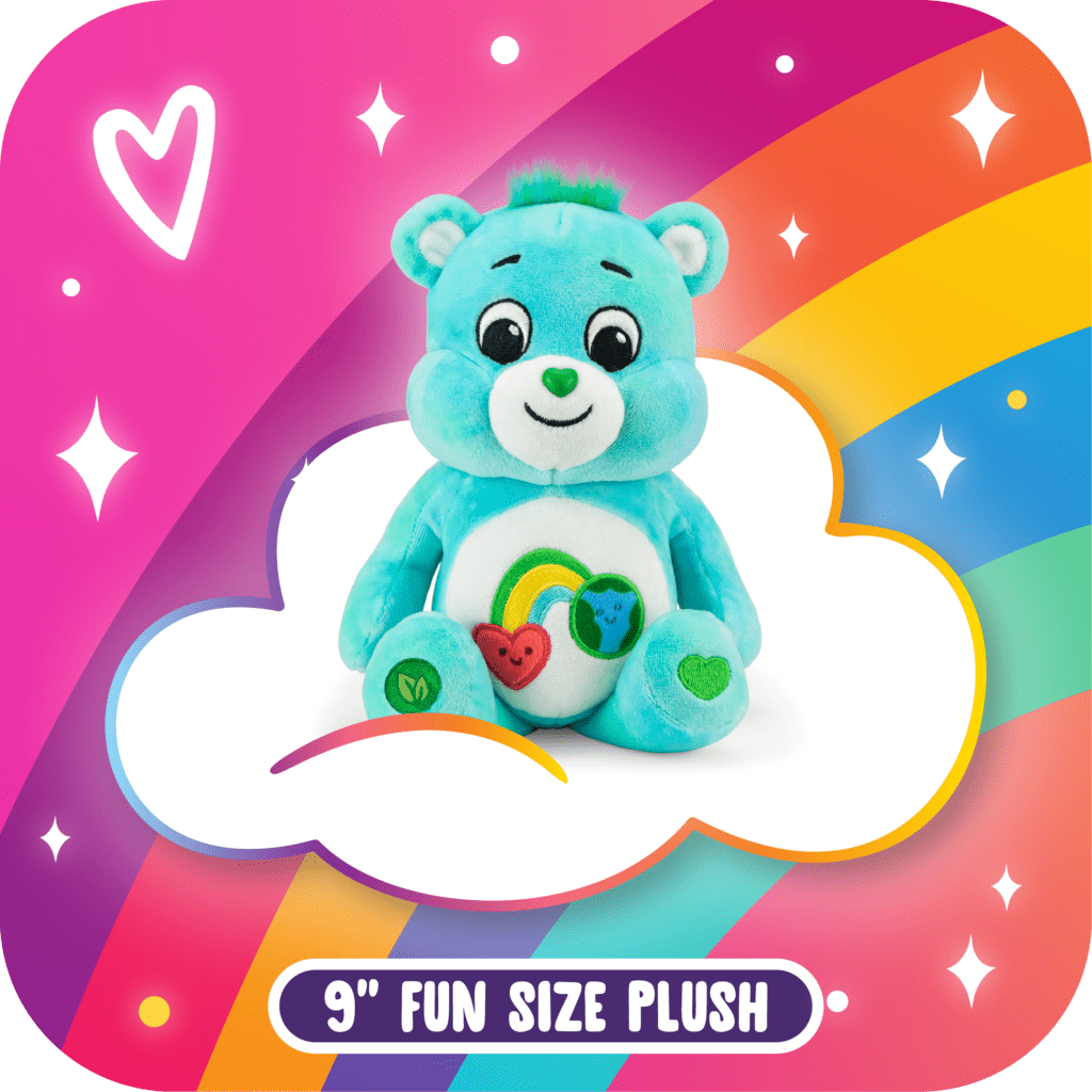 Care Bear displayed on background showcasing vibrant designs.