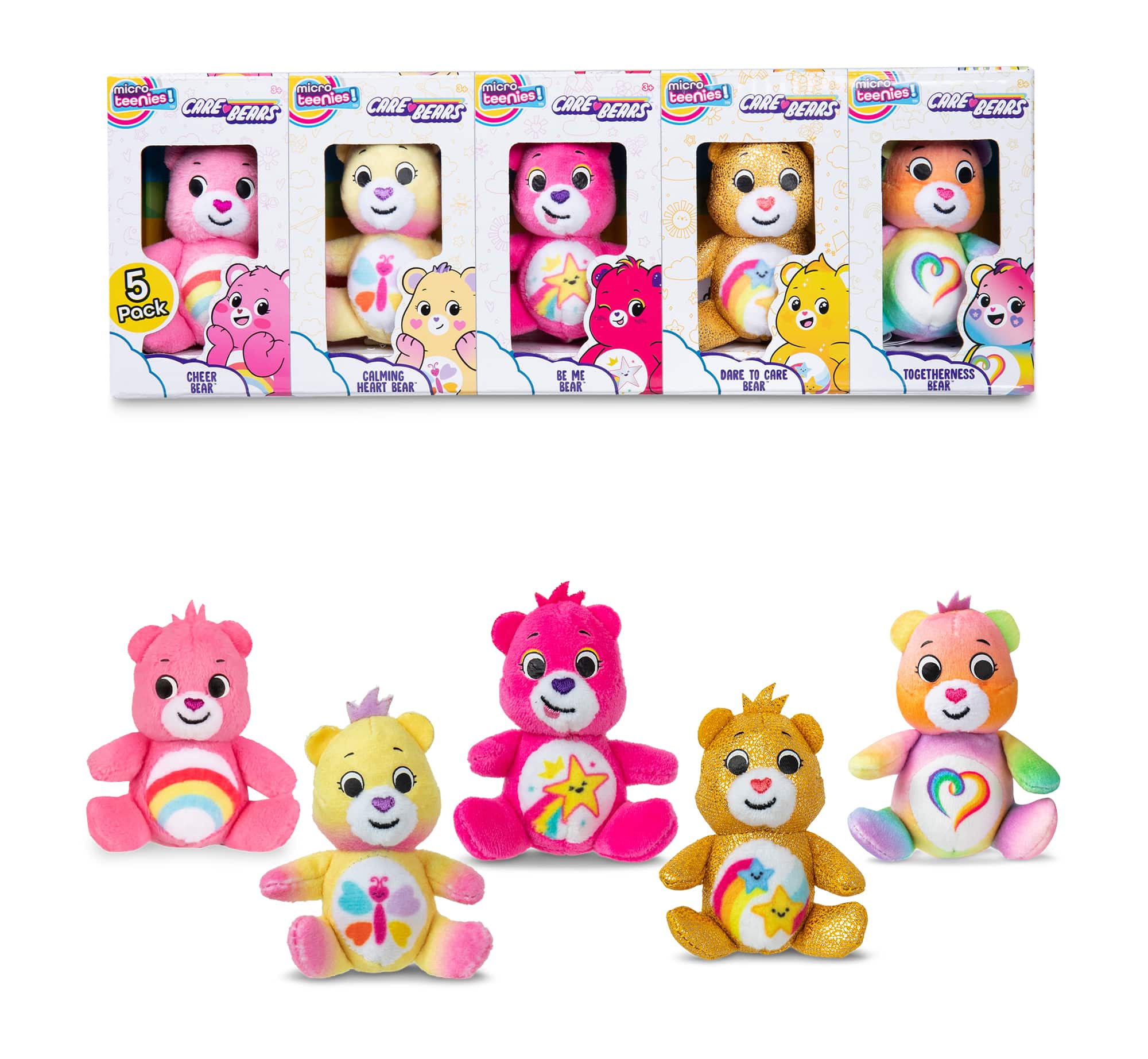 Micro Teenies Care Bears – Set 5 Minipeluche Natalizi – Cheer, Grumpy, Good Luck, Share, Christmas Wishes Bear
