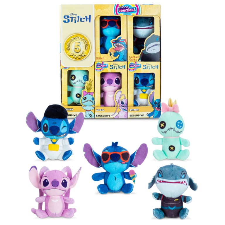 Micro Teenies Disney Stitch 5-Pack in and out of packaging