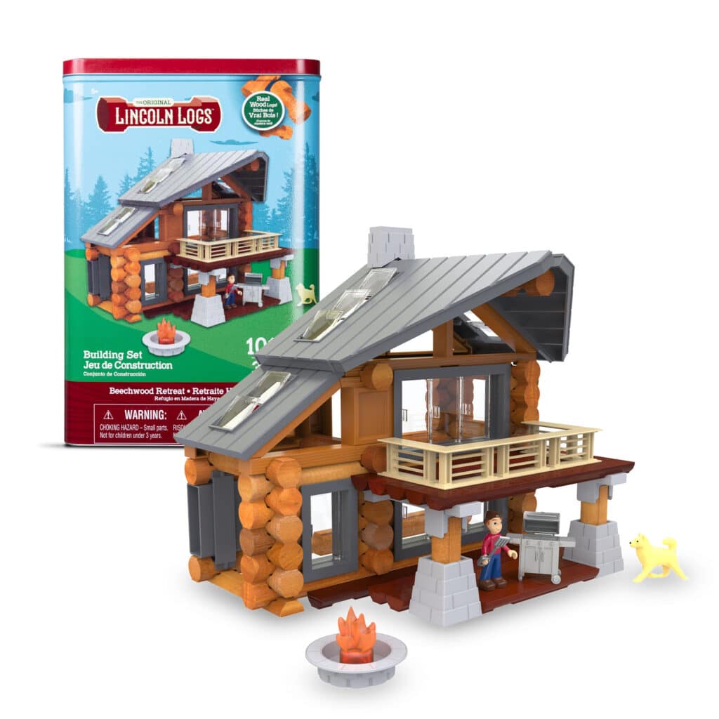 Lincoln Logs Beechwood Retreat in and out of packaging