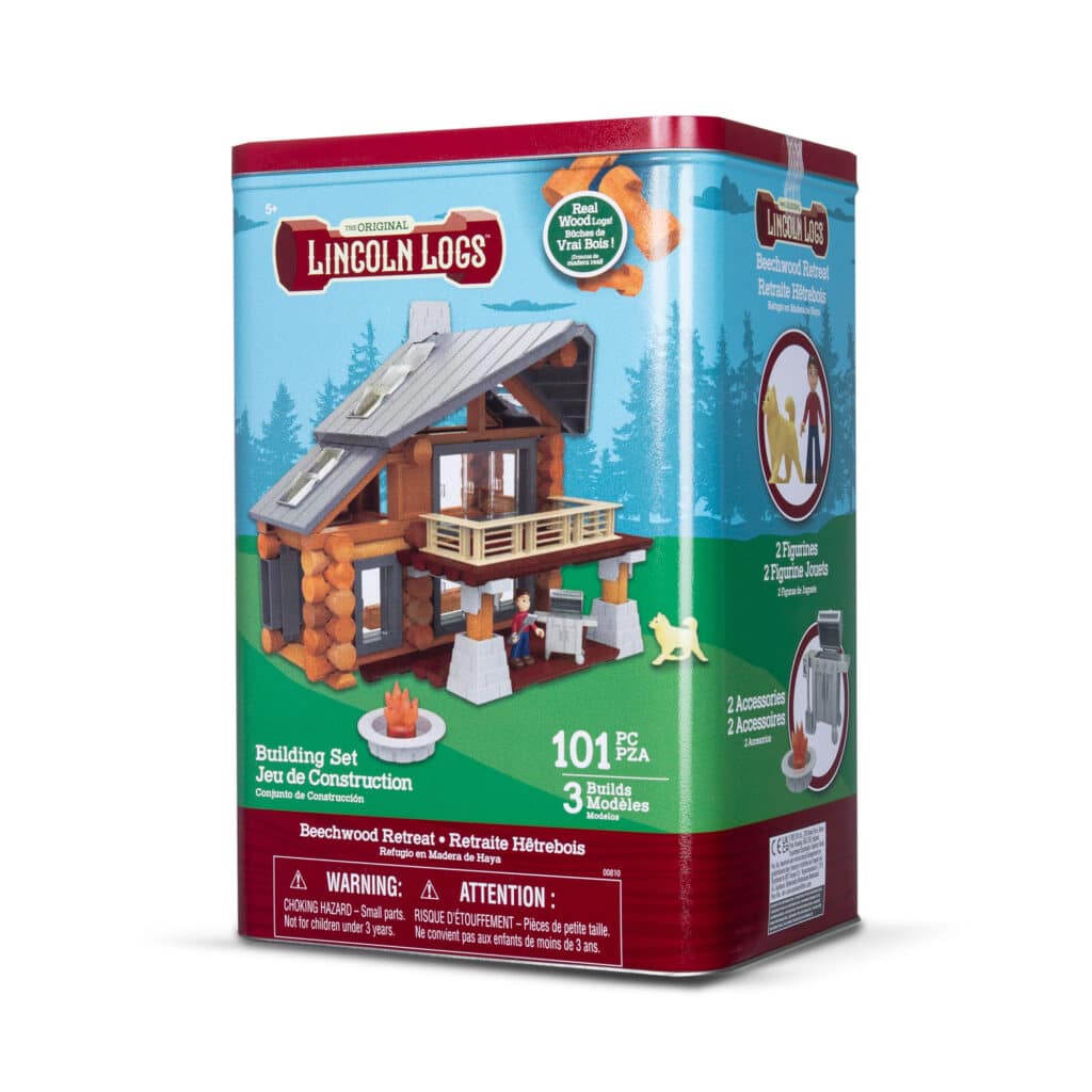 Side view of packaging for Lincoln Logs Beechwood Retreat