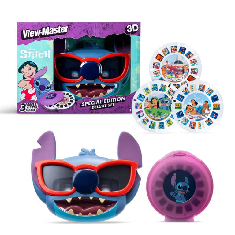 Stitch View Master Deluxe Set in and out of packagaing