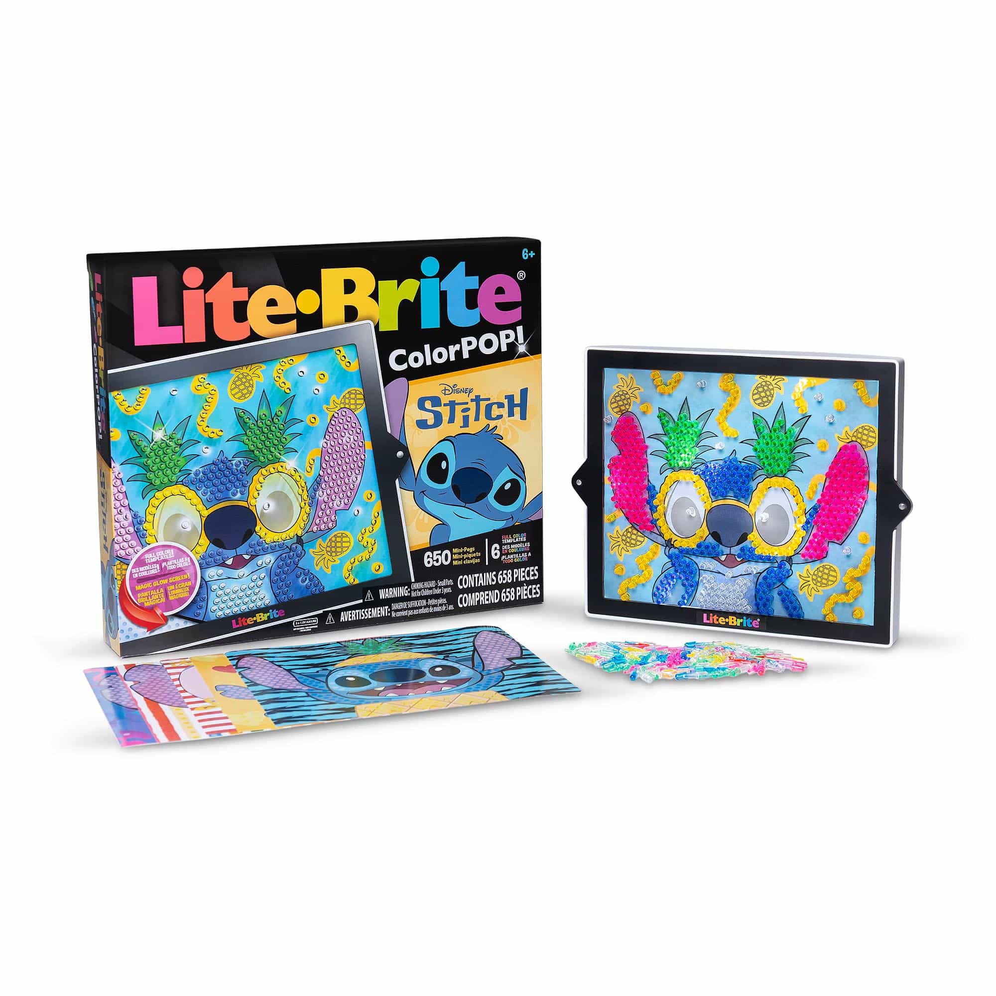 Lite-Brite ColorPOP! Stitch in and out of packaging