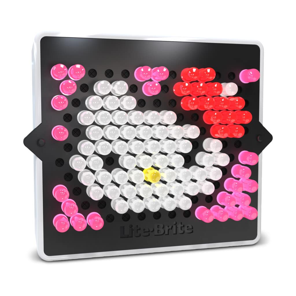 Angled view of the Lite-Brite, Hello Kitty Mini