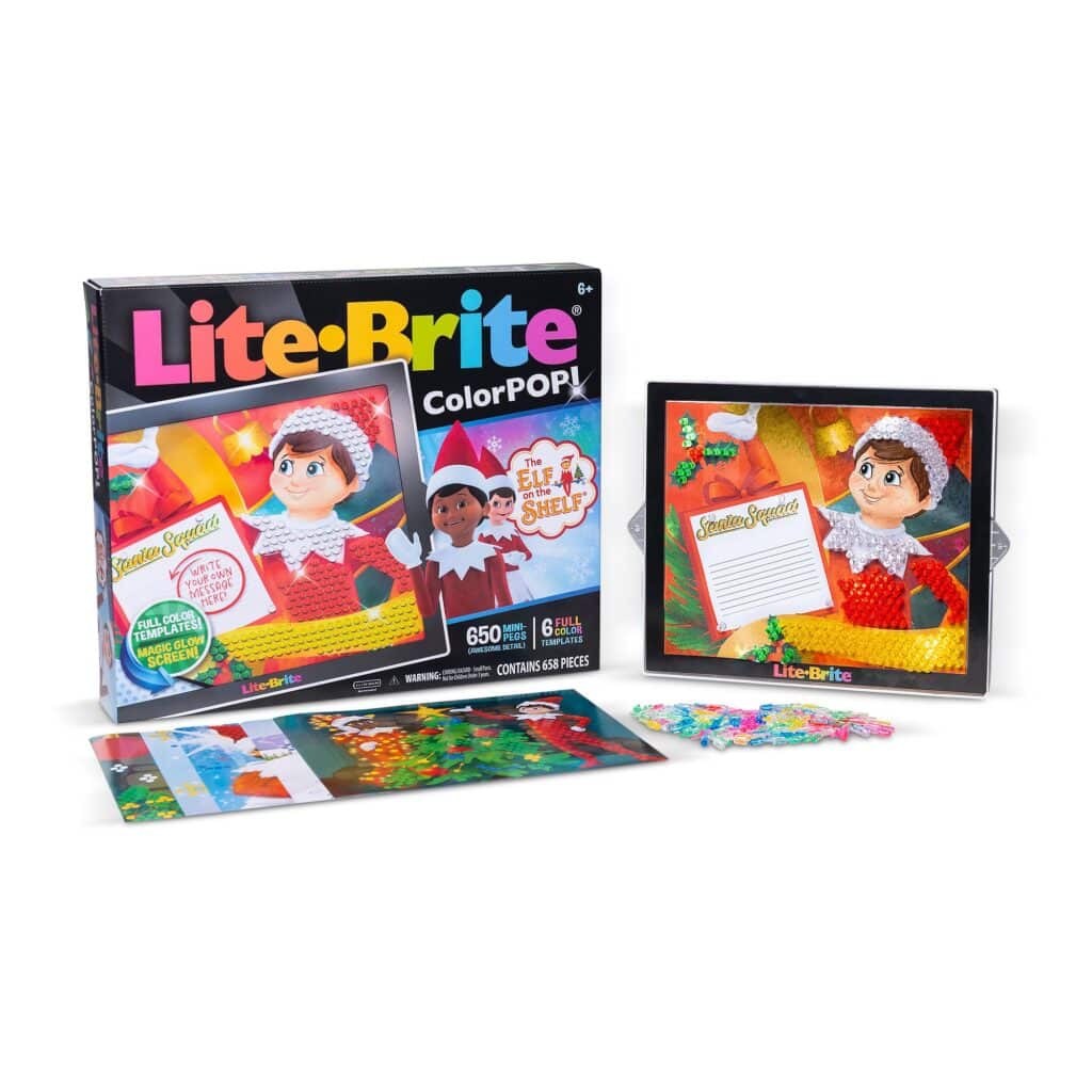 Lite-Brite ColorPOP! Elf on the Shelf in and out of packaging