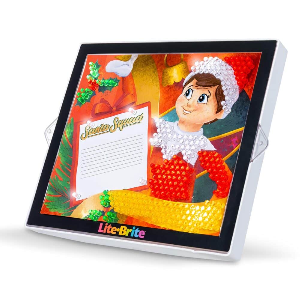 Angled view of the Lite-Brite ColorPOP! Elf on the Shelf