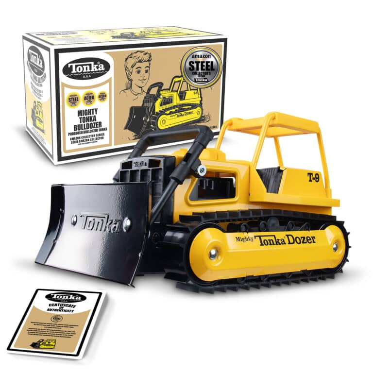 Tonka Retro Bull Dozer in and out of packaging